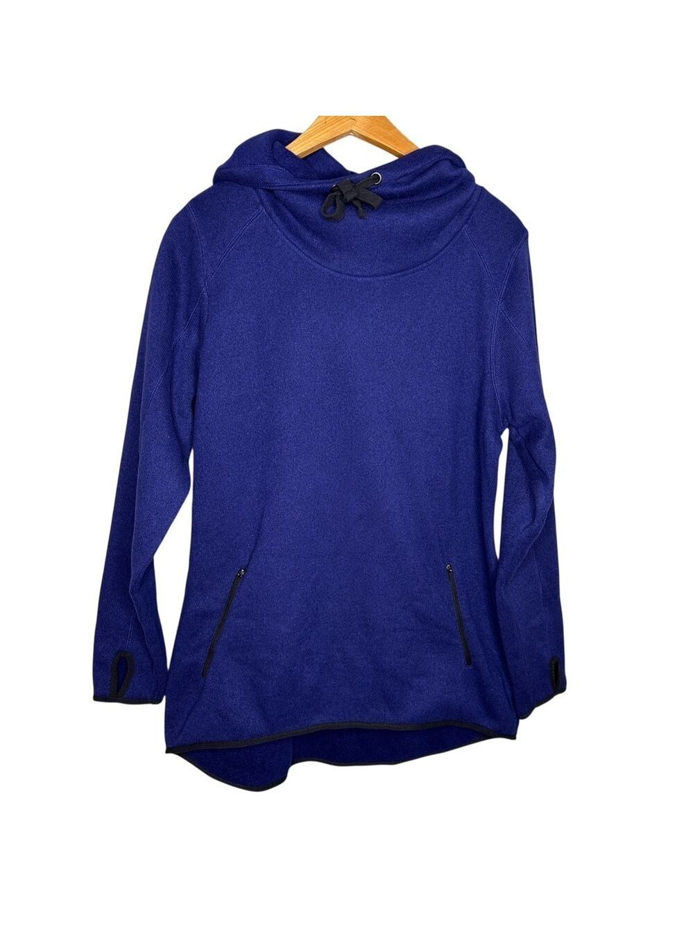 Old Navy Active Fleece Hoodie Women's XL Blue Zip Pockets Thumbholes Athleisure